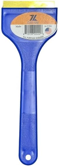 25-555-Blue Brass Blade Ice Scraper – Scratch-Free, Rustproof, Heavy-Duty Ice Remover Tool, Blue