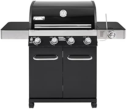 Monument Grills Larger 4-Burner Propane Gas Grills Cabinet Style, Black,LED Controls,Side Burner,USB Light-13892