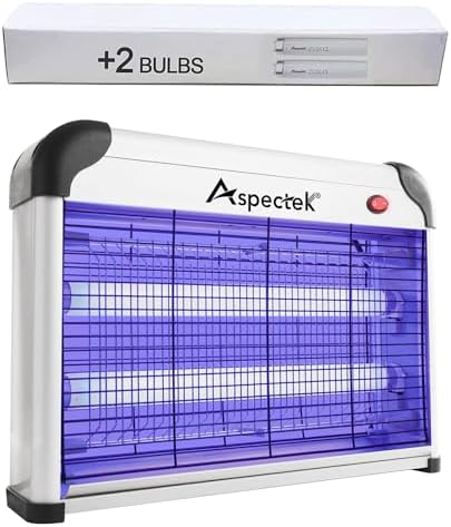ASPECTEK Powerful 20W Indoor Bug Zapper - Electric Fly Trap, Mosquito Killer with UV Lamp, Includes 2 Replacement Bulbs for Effective Insect Control