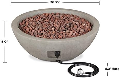 Real Flame Riverside Propane or Natural Gas Fire Pit - 15" Round Stainless Steel Burners, Natural Gas Conversion Kit Included - 50,000 BTUs of Heat, Battery Operated - Push Button Ignition