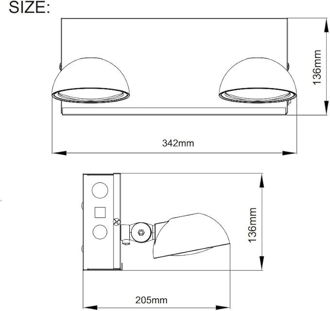 TANLUX New York City Approved Emergency Light, Emergency Lights with Battery Backup, White Steel Housing, AC 120/277V, Two Heads On Front Shell