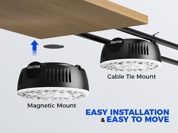 Barrina Orbgrow OG09 Puck Grow Light, 5000K 54W(6 x 9W, 810 Watt Equiv), Full Spectrum Plant Light for Indoor Plants, Magnetic & Linkable with Timer, 5 Levels Dimmable for Plant Shelf, 6 Packs, Black