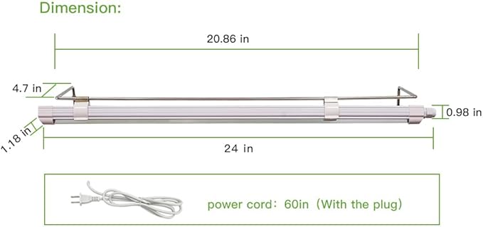 2FT Suction Cup Style Plant Grow Light,12W, LED Grow Lamp Fixture on Wall, Seed Starter kit, 6500K Cool White, Enhanced Blue Light, Height Adjustable, Herbs Growing lamp, IP54