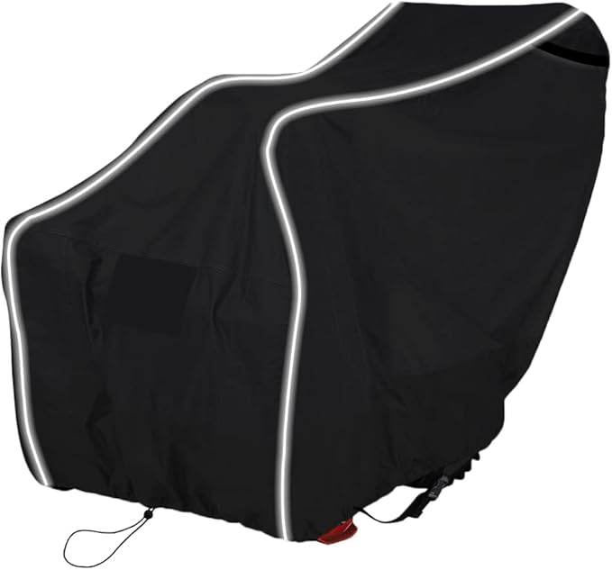 Heavy-Duty 600D Fade and Crack Resistant Snow Blower Covers, Waterproof, Snow Proof,UV-Proof Snowblower Cover Universal Fit，Snow Thrower Cover with Reflective Strips (50" L x 33" W x 40" H)