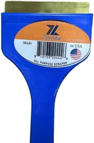 25-555-Blue Brass Blade Ice Scraper – Scratch-Free, Rustproof, Heavy-Duty Ice Remover Tool, Blue