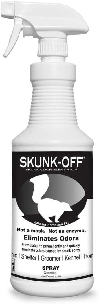 Skunk Off Odor eliminator pet spray 32oz - Safe for head & face - Ready to use skunk odor remover. Non-enzymatic formula safe for pets & people.