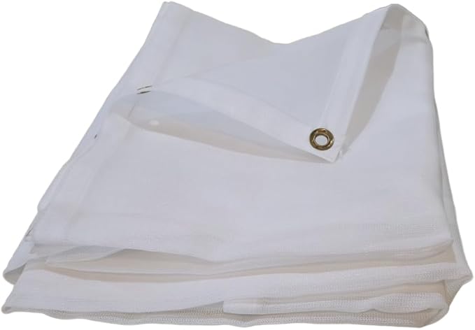 Heavy Duty Mesh Tarp Net Sail Sun Shade Awning and Fence Screen (White Mesh) (14' x 20')