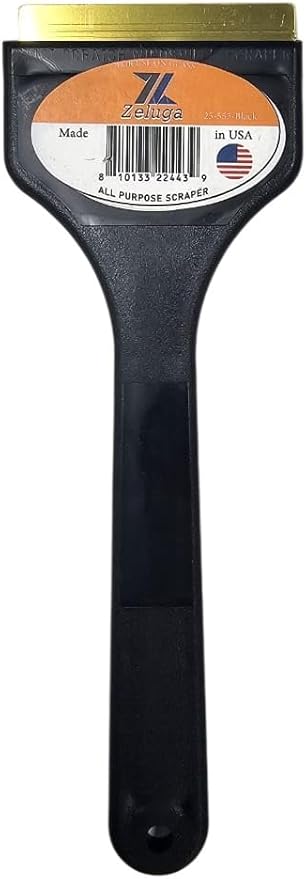 25-555-Black Brass Blade Ice Scraper – Scratch-Free, Rustproof, Heavy-Duty Ice Remover Tool, Black