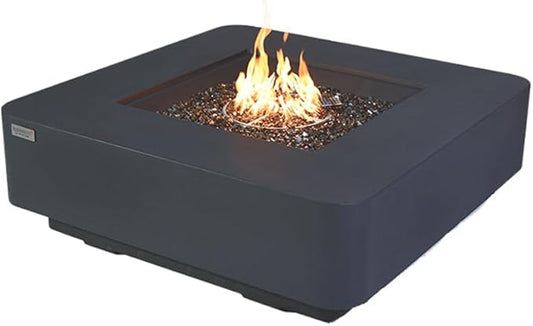 Bergamo Concrete Fire Pit 42".1 x 42 Outdoor Patio Firepit Includes Fire Glass Modern Fire Pits & Outdoor Fireplaces for Garden, Deck, Indoor & Outdoor Heating