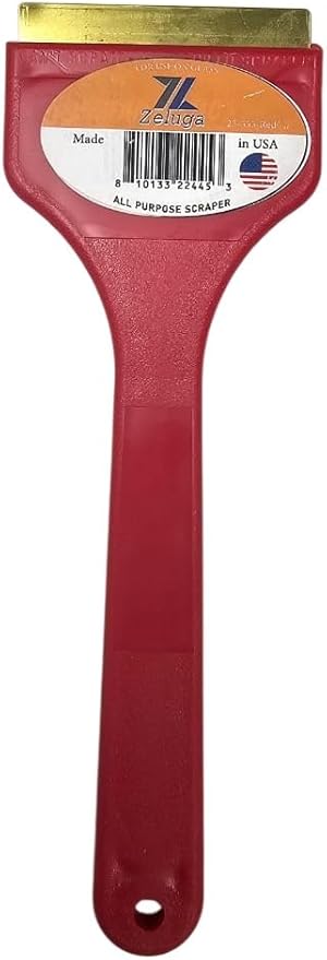 25-555-Red Brass Blade Ice Scraper – Scratch-Free, Rustproof, Heavy-Duty Ice Remover Tool, Red