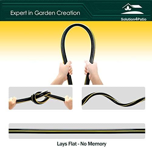 Solution4Patio Lead-in Black Garden Hose 5/8 in. x 25 ft. -Kink Free, No Leaking, Male/Female Fittings -Heavy Duty Durable Flexible Lightweight Water Pipe -Brass Aluminum Ends for Household & Yard