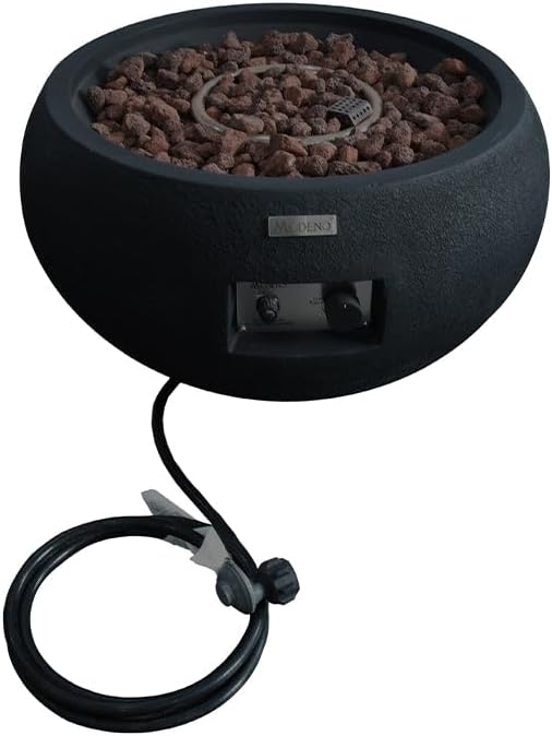 York Concrete Fire Pit 27" x 27" Outdoor Patio Firepit Includes Lava Rocks Modern Fire Pits & Outdoor Fireplaces for Garden, Deck, Indoor & Outdoor Heating