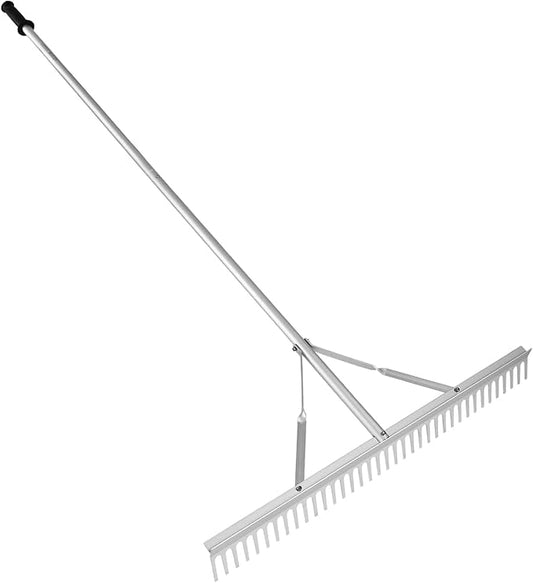 36inches Head Aluminum Landscape Rake Landscape Rake with 104 inches Long Handle for Loosening Soil Lawn Care Weeding Lake Garden(36" Handle)