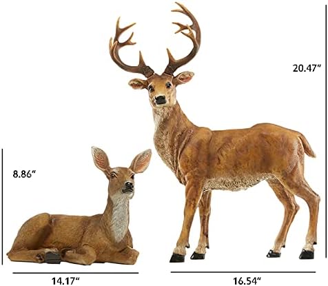 JHVYF Adorable Deer Statue Decor for Garden Yard Buck & Doe Lying Outdoor Sculptures for Home Decor 313+319…