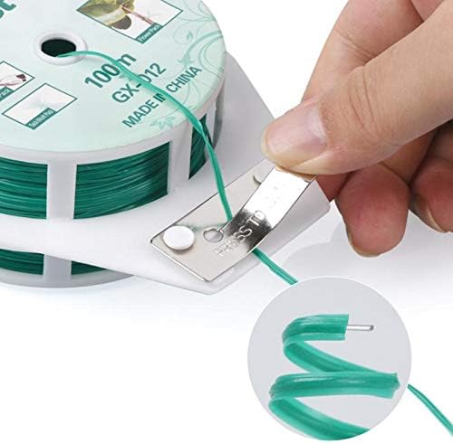 YDSL 328ft (100m) Twist Ties, Green Garden Plant Ties with Cutter for Gardening and Office Organization, Home