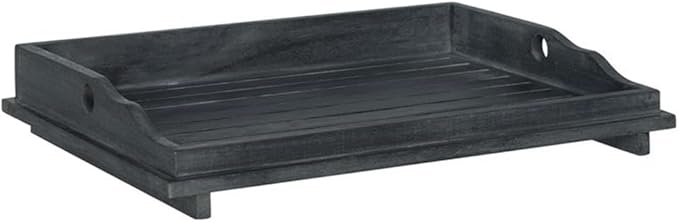 SAFAVIEH PAT6716K Outdoor Collection Covina Dark Slate Grey Tray Table