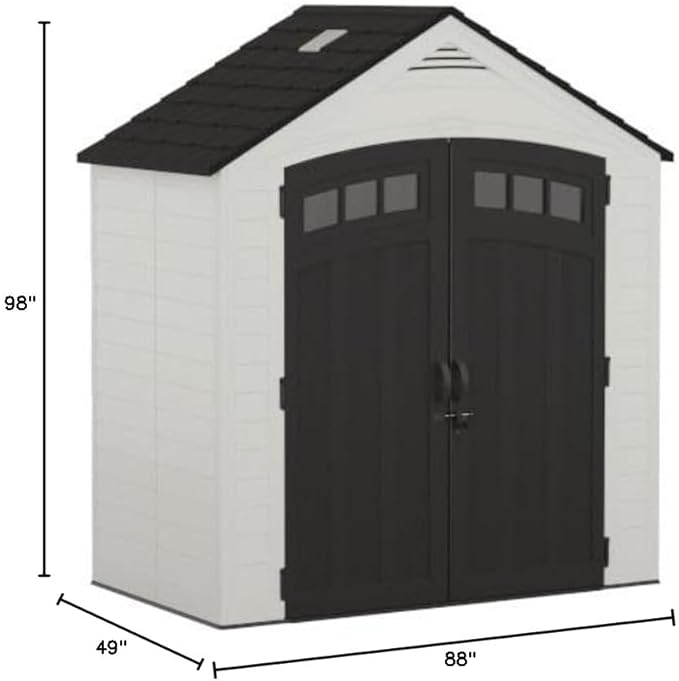 Suncast Vista 7' x 4' Outdoor Storage Shed with Pad-Lockable Double Doors and IllumiVent System, All-Weather Shed for Yard Storage, Brown, Made in The USA