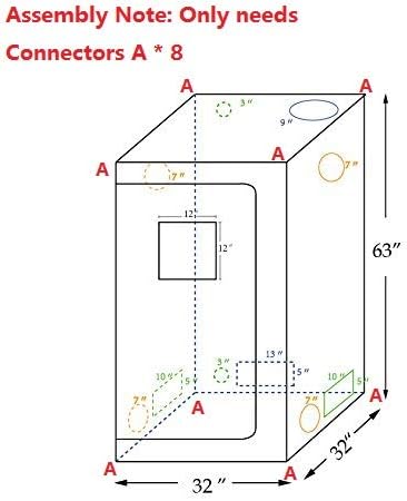 Grow Tent, 32"x32"x63" Mylar Grow Tent with Obeservation Window and Floor Tray for Indoor Plant Growing (32" x 32" x 63")