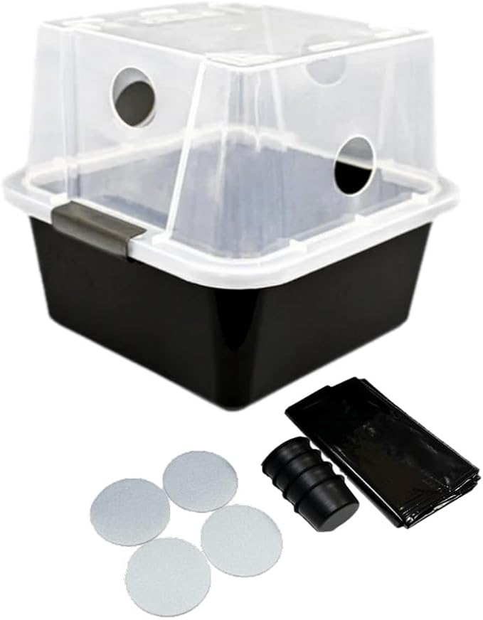 Grower's Select 28Q Cube Mushroom Monotub Fruiting Chamber with Filter Disks and Liner