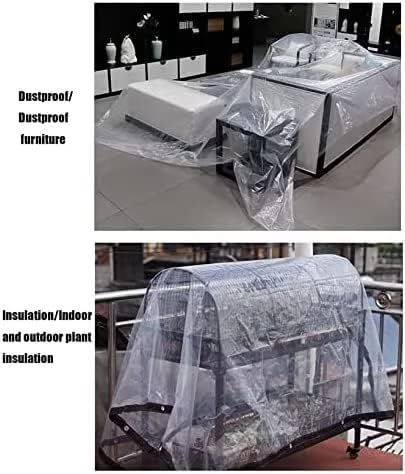 Clear Tarp Waterproof 6x8FT, Transparent Waterproof Tarp with 1 Rolls Ropes Anti Tear for Outdoors Clear Plant Covers for Covering Firewood Piles Patio Furniture Dog or Chicken Coops