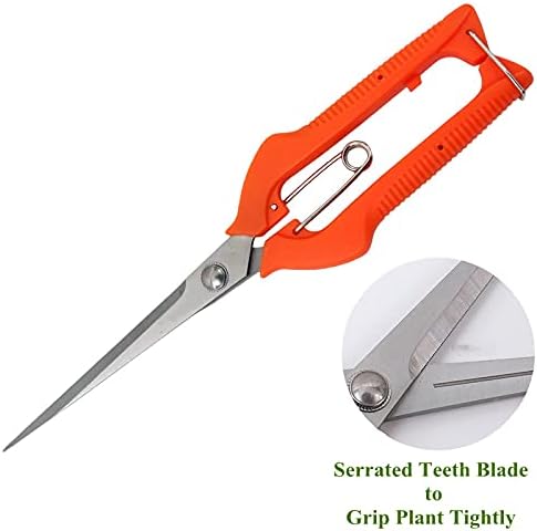 9.8 Inch Gardening Hand Pruner, Pruning Shear with Lengthened Straight Stainless Steel Blade, Micro-Tip Snips for Narrow Space, Extra Long Nose Garden Scissors …