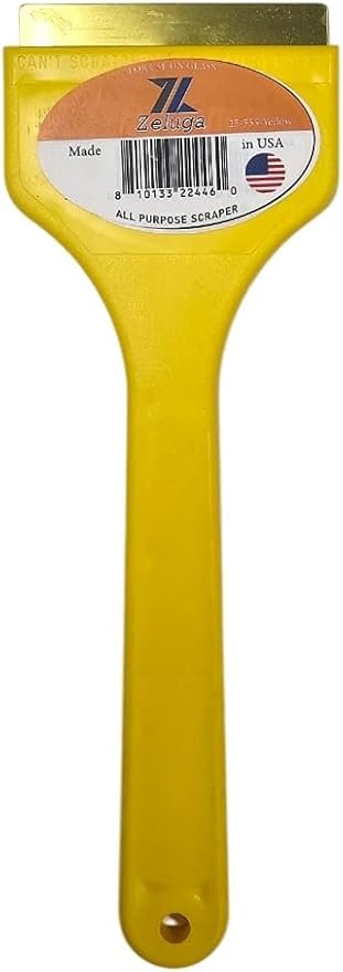 25-555-Yellow Brass Blade Ice Scraper – Scratch-Free, Rustproof, Heavy-Duty Ice Remover Tool, Yellow