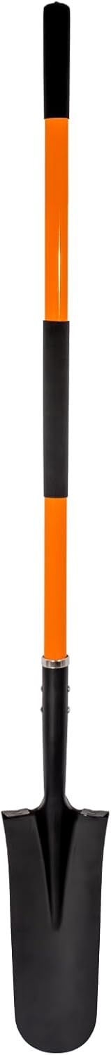 Heavy Duty Shovel with Fiberglass Handle for Digging and Gardening, Metal, 58 Inches