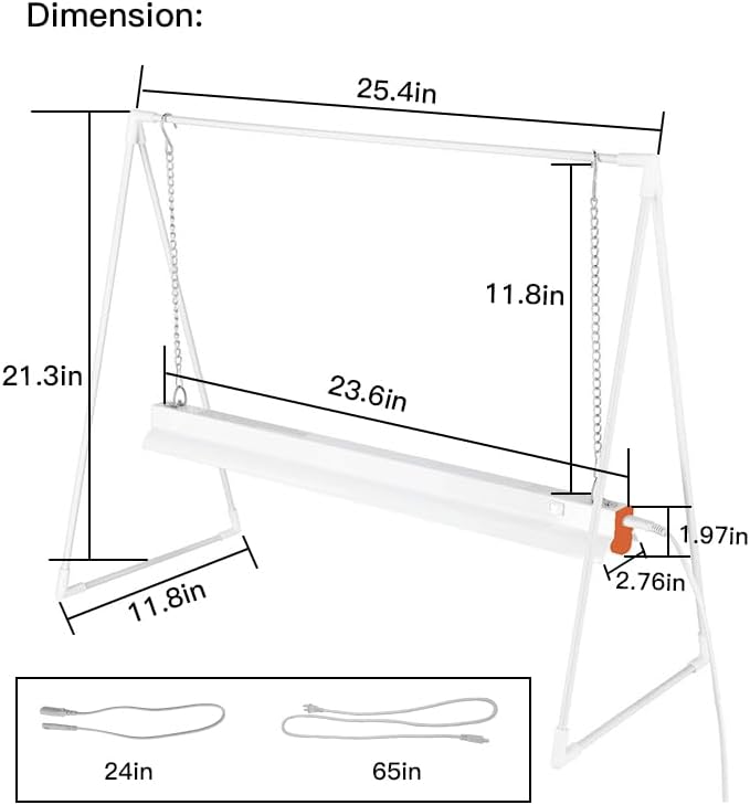 Grow Light Stand, 10W Grow Light kit for Indoor Plants, 2ft Plant Grow Rack, Full Spectrum, Enhanced red Light Good for Flowering, Height Adjustable, Iron Bracket, on and Off Switch