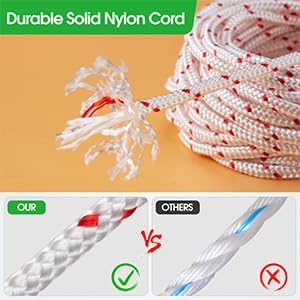 Recoil Starter Rope 6.0mm 10 Meters Gas Engine Pull Starter Replacement Recoil Pull Cord for Lawnmower Chainsaw Generator Red Dot