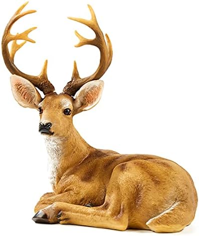 JHVYF Adorable Deer Statue Decor for Garden Yard Buck & Doe Lying Outdoor Sculptures for Home Decor 312…