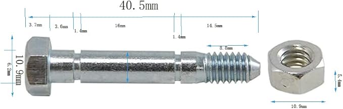 for 53200500 Snow Blower Shear Bolt 10 Pack Replaces 510016