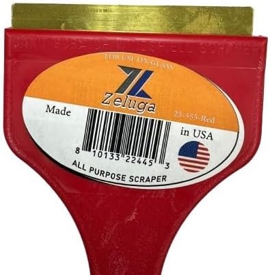 25-555-Red Brass Blade Ice Scraper – Scratch-Free, Rustproof, Heavy-Duty Ice Remover Tool, Red