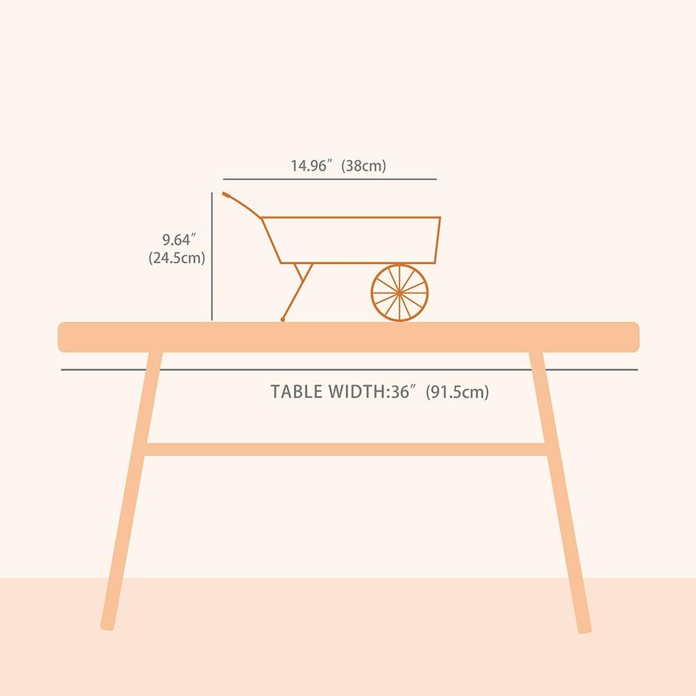 15 Inch Farmhouse Small Flower Cart with Wooden Handles Metal Wagon Planters for Outdoor Plants Decorative Wheelbarrow Plant Cart for Patio Garden Balcony Gray