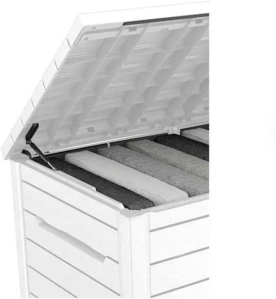 230-Gallon XXL Weather Resistant Resin Deck Storage Container Box, Outdoor Patio Garden Furniture (White)