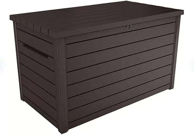 230-Gallon XXL Weather Resistant Resin Deck Storage Container Box, Outdoor Patio Garden Furniture (Brown)