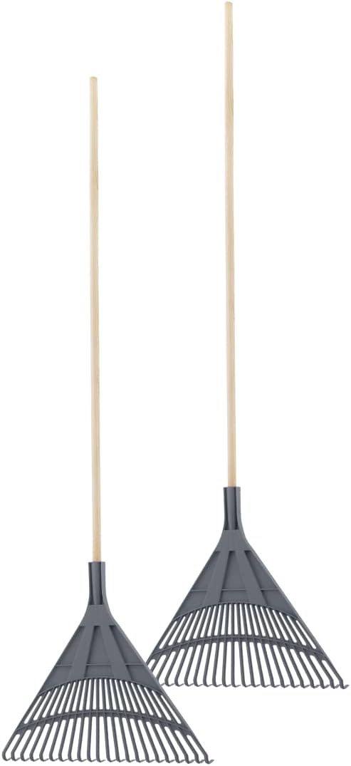 Superio Adult Rake with Hardwood Handle, Durable Plastic Head to Sweep Leaves in Lawn and Tidying Up The Garden, 61"
