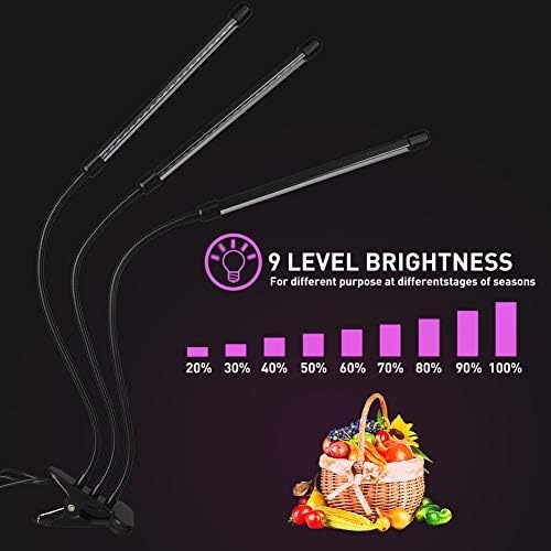 60W Led Plant Grow Lights for Indoor Plants, LED Grow Lamp Bulbs Plant Lights Full Spectrum with Adjustable Neck, Auto ON Off with 3/9/12H Timer Clip-On Desk Grow Lamp for Veg/Flowers