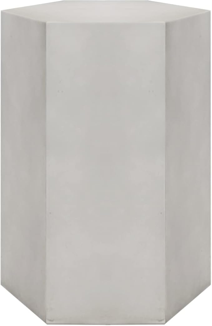 COSIEST Concrete Accent Table, Hexagon Patio Side Table 14.5''Wx20''H, Modular Design Indoor Outdoor End Table, Light Grey