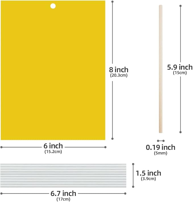 Kensizer 10-Pack Fruit Fly Trap, Yellow Sticky Gnat Trap Killer for Indoor/Outdoor Flying Plant Insect Like Fungus Gnat, Whiteflies, Aphids, Leaf Miners - 6x8 in, Twist Ties Included