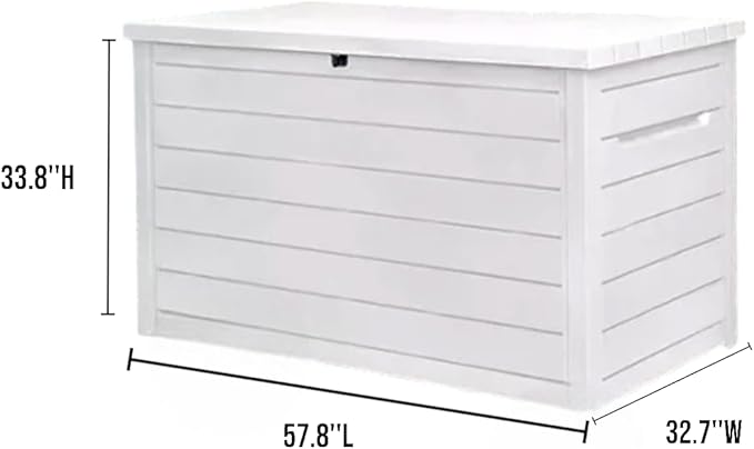 Outdoor Storage Box with Lockable Lid - Weather-Resistant and Stylish (White, 230-Gallon)