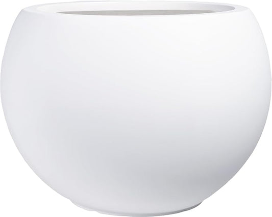 10 H x 14" Dia (10" Pot Opening) Round Fiberstone Planter with Drainage Hole, White, Indoor/Outdoor Large Plant Pot for Home Patio Garden, Ideal for Large Plants