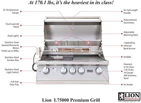 Lion Premium Grills 32-Inch Liquid Propane Grill L75000 with Exclusive Best of Backyard Gourmet Package