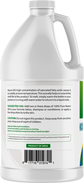 Best Naturals 100% Pure Neem Oil, 100% Cold Pressed and Unrefined - 68 OZ (2000 ML)