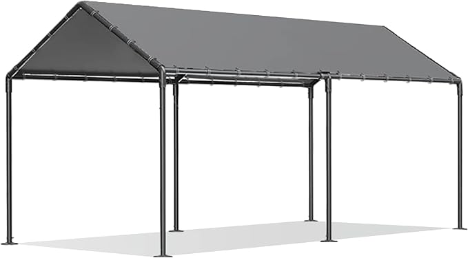 Grezone 10 x 20ft Heavy Duty Carport,Portable Car Tent Garage,All Season UV Resistant Car Canopy for Auto,Truck,Boat,Car (gray)
