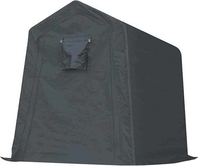 ADVANCE OUTDOOR 6x8 ft Outdoor Portable Storage Shelter Shed with 2 Roll up Zipper Doors & Vents Carport for Motorcycle Waterproof and UV Resistant Portable Garage Kit Tent, Gray