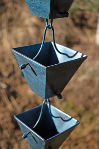 Nutshell Stores Medium Square Cups Rain Chain - Patina - 13 Feet