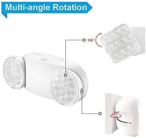 6 Packs White LED Emergency Lights with Battery Backup, Two Head Adjustable Emergency Lighting Fixtures-Fireproof Materials-Emergency Lighting Fixture/Emergency Light Home
