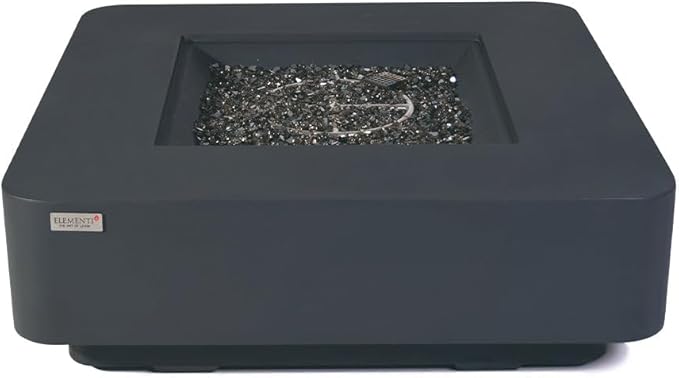 Bergamo Concrete Fire Pit 42".1 x 42 Outdoor Patio Firepit Includes Fire Glass Modern Fire Pits & Outdoor Fireplaces for Garden, Deck, Indoor & Outdoor Heating