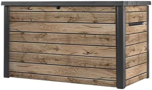 230 Gallon Deck Storage Box Outdoor Patio Container (Ash Wood Brown)