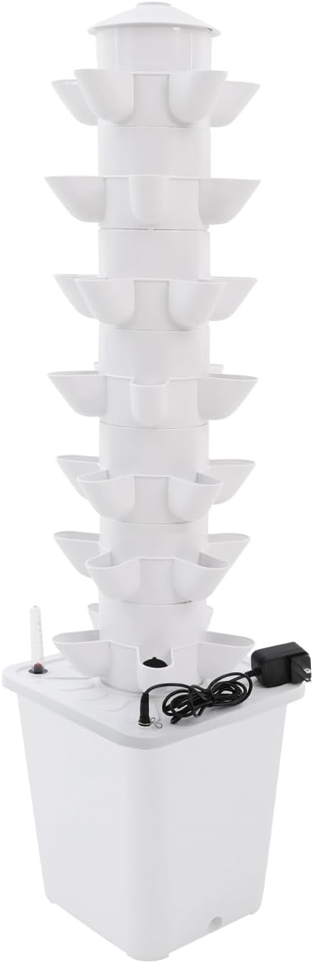 Hydroponic Growing Tower, 7 Layer 35 Pods Hydroponic Grow Towers Kit with Water Pump and Movable Water Tank, Plant Germination Kit, for Vegetable, Strawberries, Lettuce